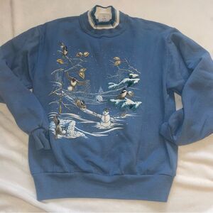 Vintage Morning Sun Winter Birds Having Fun Sweatshirt- Size Medium